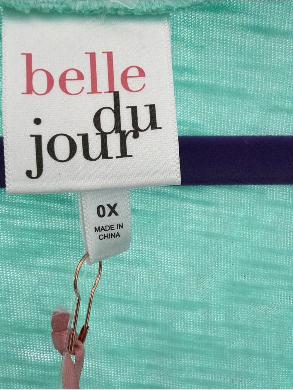 NWT Belle du Jour Shirt Size 0X Teal Short Eyelet Sleeve Soft 100% Cotton - Picture 5 of 7